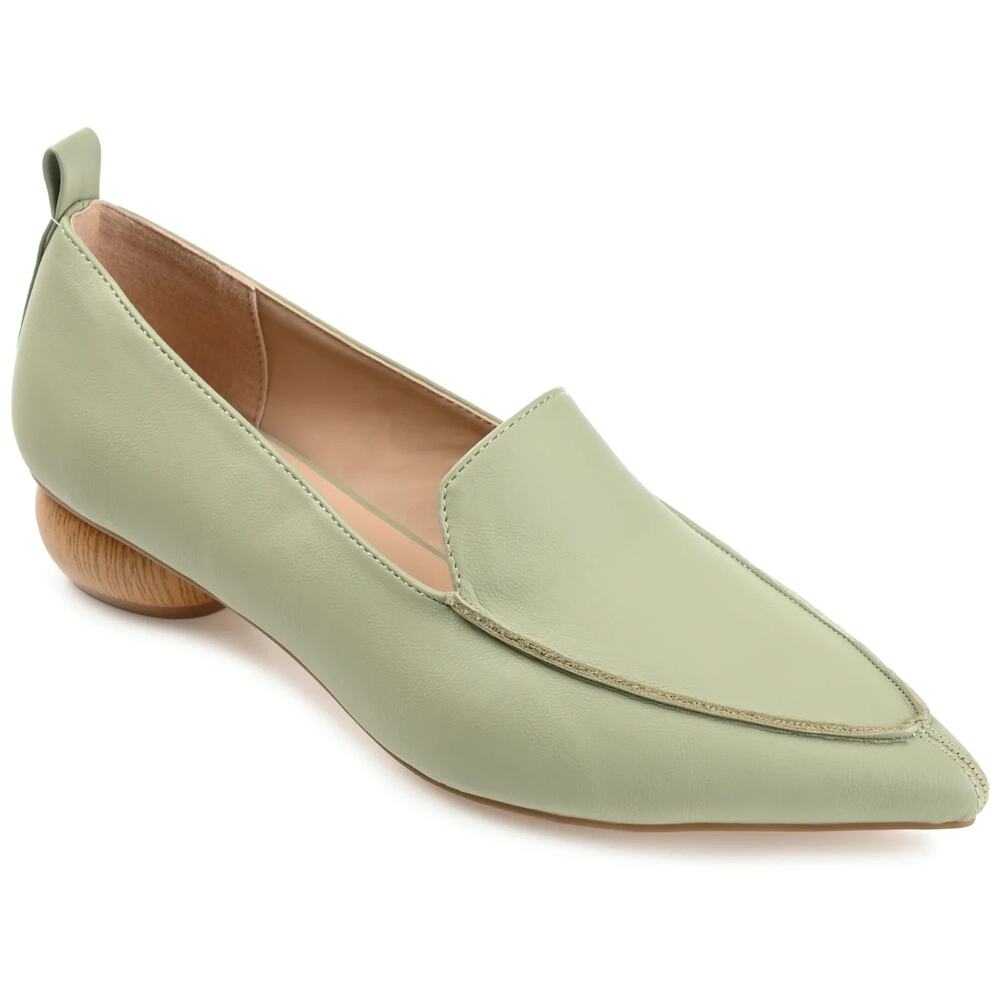 Journee Collection Women's Maggs Width Loafer Pointed Flats, Sage Size 8.5M